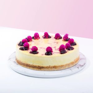 Blueberry compote cheesecake