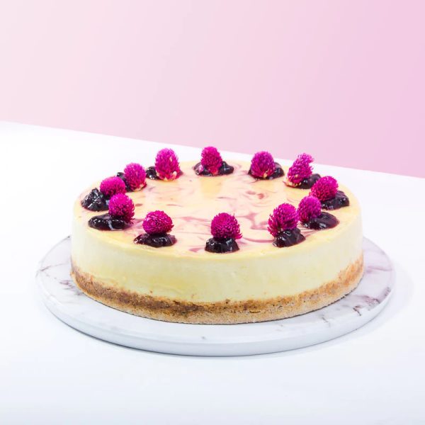 Blueberry compote cheesecake