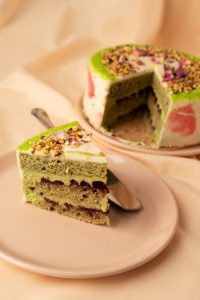 Pistachio rose cake